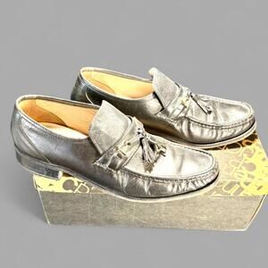 🚨 Vintage JCPenney Black Leather Kiltie Tassel Loafers Shoes 9.5D. 👞